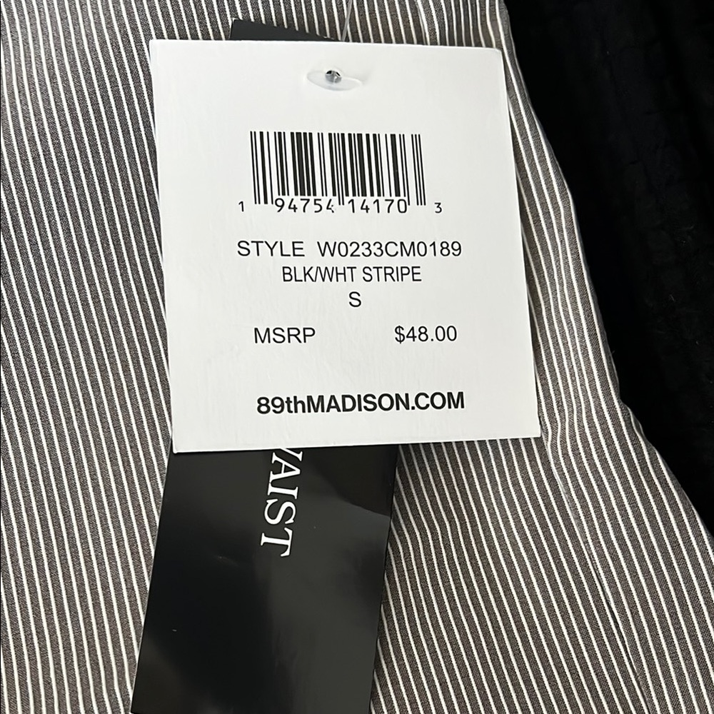 89th & Madison Black and White Striped Shorts - Picture 2 of 2